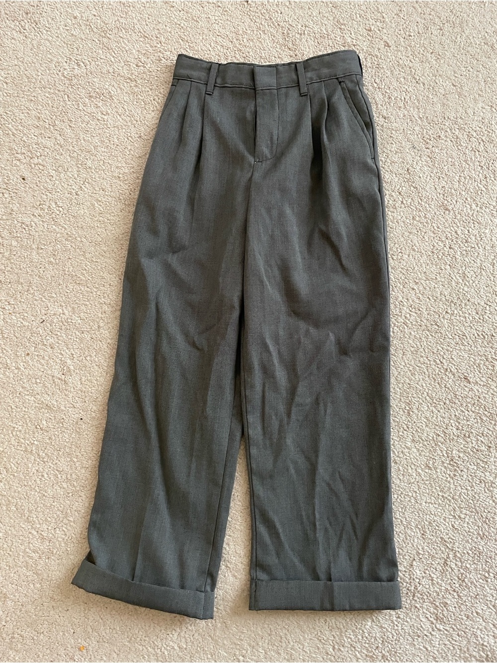 George boys Olive Gray Wide-Leg Pleated Pants